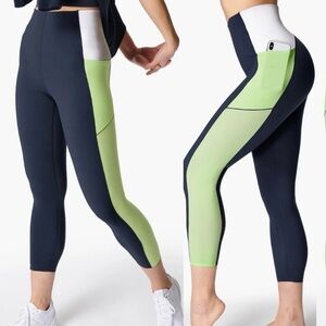 Sweaty Betty Power 7/8 Leggings Navy Light Green S